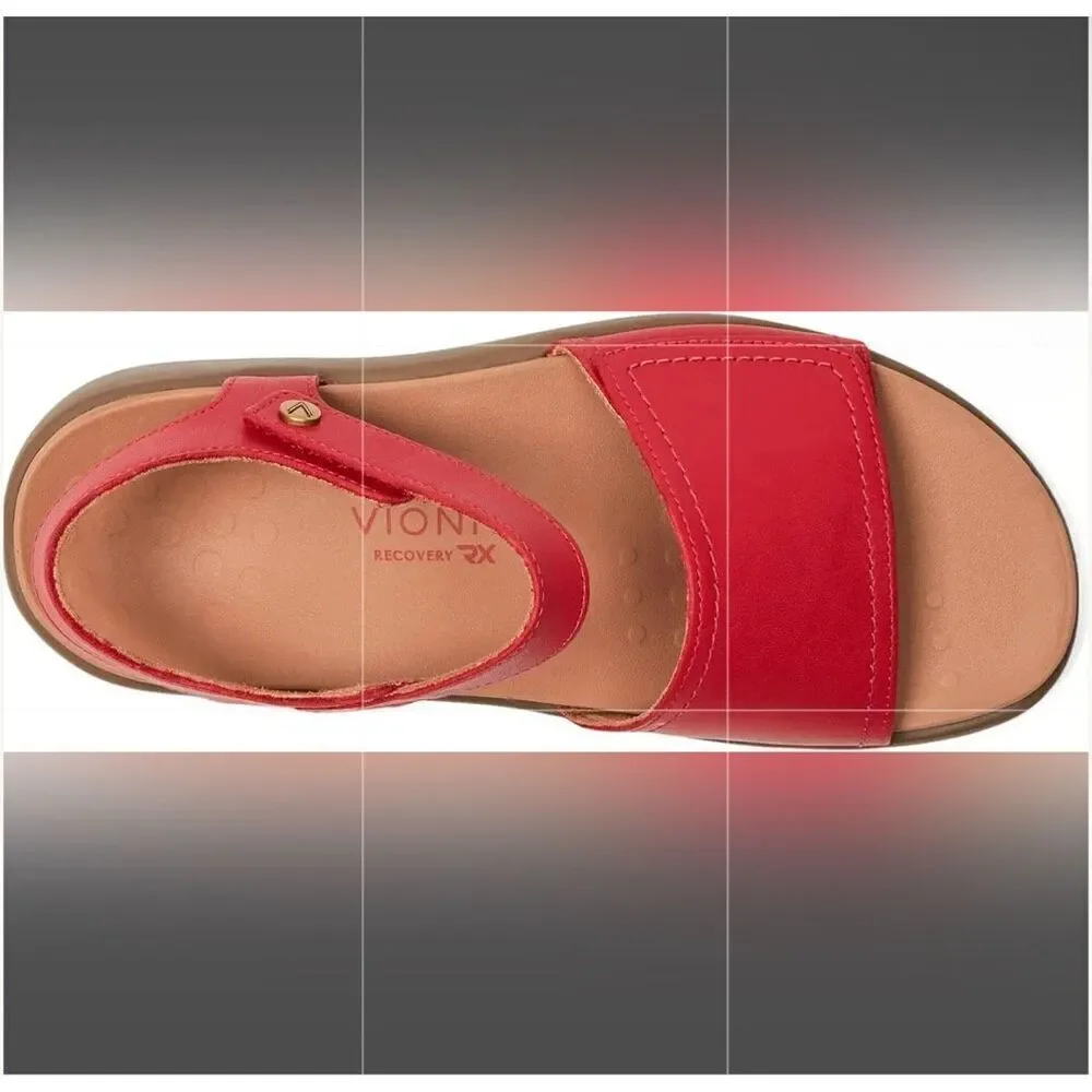 VIONIC Leather Awaken Recovery Supportive Adjustable Strap Sandals Flats Womens